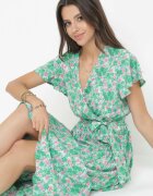 cflo Rochie Maxi Verde cu partea de jos plisată și elastic în talie Maal