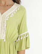 cflo Rochie Maxi Verde deschisă din viscoză cu decolteu decorativ și talie elastică Latava