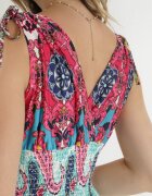 cflo Rochie Ment-Roz cu elastic lat în talie cu model etno Caroli