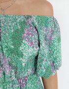 cflo Rochie Midi din viscoză verde cu decolteu spaniol și elastic în talie Wilmanu