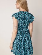cflo Rochie Mini Albastru-Bleumarin din Vâscoză cu Volane La Umeri și la Bază Jaysing