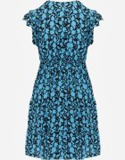cflo Rochie Mini Albastru-Bleumarin din Vâscoză cu Volane La Umeri și la Bază Jaysing