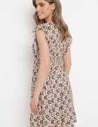 cflo Rochie mini bej din Viscoză cu model mozaic cu elastic în talie Lariaa