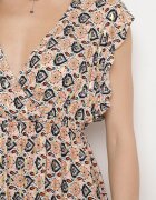 cflo Rochie mini bej din Viscoză cu model mozaic cu elastic în talie Lariaa