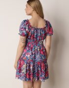 cflo Rochie Mini Bleumarin din Viscoză cu Elastice în Talie și Volănaș Muena