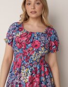 cflo Rochie Mini Bleumarin din Viscoză cu Elastice în Talie și Volănaș Muena