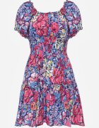 cflo Rochie Mini Bleumarin din Viscoză cu Elastice în Talie și Volănaș Muena
