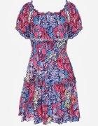 cflo Rochie Mini Bleumarin din Viscoză cu Elastice în Talie și Volănaș Muena