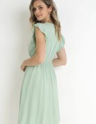 cflo Rochie Mini Mentă din Viscoză cu Bandă de Dantelă și Elastic în Talie Susanji