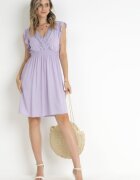 cflo Rochie Mini Mov din Viscoză cu Bandă de Dantelă și Elastic în Talie Susanji