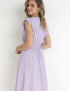 cflo Rochie Mini Mov din Viscoză cu Bandă de Dantelă și Elastic în Talie Susanji