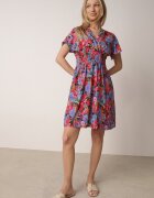cflo Rochie Mini Roz-Albastru cu Elastic Lat în Talie și Decolteu Petrecut Nevun