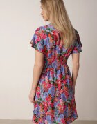 cflo Rochie Mini Roz-Albastru cu Elastic Lat în Talie și Decolteu Petrecut Nevun