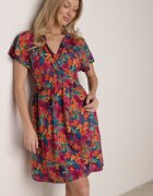 cflo Rochie Mini Roz-Bleumarin cu Elastic Lat în Talie și Decolteu Petrecut Nevun