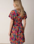 cflo Rochie Mini Roz-Bleumarin cu Elastic Lat în Talie și Decolteu Petrecut Nevun