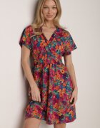 cflo Rochie Mini Roz-Bleumarin cu Elastic Lat în Talie și Decolteu Petrecut Nevun
