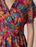 cflo Rochie Mini Roz-Bleumarin cu Elastic Lat în Talie și Decolteu Petrecut Nevun