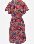 cflo Rochie Mini Roz-Bleumarin cu Elastic Lat în Talie și Decolteu Petrecut Nevun