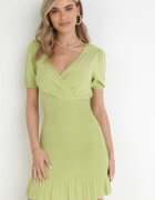 cflo Rochie mini Verde deschis Din viscoză cu decolteu adânc Morasta