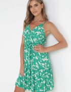 cflo Rochie mini Verde din viscoză Cu bretele Cu elastic în talie Bloonits