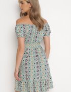 cflo Rochie mini verde din viscoză cu decolteu spaniol regal