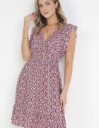 cflo Rochie Mini Violet din Viscoză cu Elastic în Talie și Volane Matthes