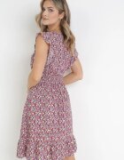 cflo Rochie Mini Violet din Viscoză cu Elastic în Talie și Volane Matthes