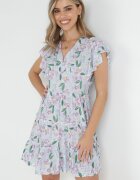 cflo Rochie Mov deschis Cambrată din Viscoză cu Imprimeu Floral Adomisia
