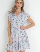 cflo Rochie Mov deschis Cambrată din Viscoză cu Imprimeu Floral Adomisia