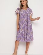cflo Rochie Mov din Viscoză cu Croială Cloș în Stil Boho Melnea
