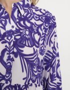 cflo Rochie mov lungă cloș cu model ornamental cu volan Ariantise