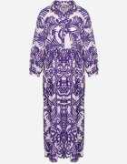 cflo Rochie mov lungă cloș cu model ornamental cu volan Ariantise