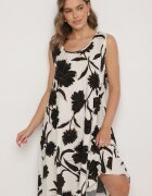 cflo Rochie Neagră din Vâscoză cu Imprimeu Floral Fără Mâneci Orrulene