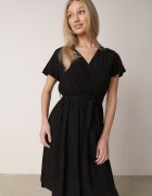 cflo Rochie Neagră din Vâscoză și cu Curea Legată Gariela