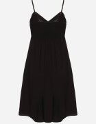 cflo Rochie Neagră din Viscoză cu Bretele Subțiri Reglabile Decorată cu Bandă Decorativă și Broderie Nelrissa