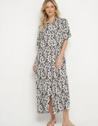 cflo Rochie neagră din Viscoză cu croi tip cutie cu model ornamental Ridisa