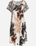 cflo Rochie Neagră din Viscoză cu Croială Cloș cu Model Floral Miratiela