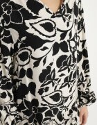 cflo Rochie Neagră din Viscoză cu Croială Dreaptă cu Model Floral Ridiana