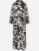 cflo Rochie Neagră din Viscoză cu Croială Dreaptă cu Model Floral Ridiana