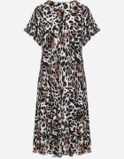 cflo Rochie Neagră din Viscoză cu croială evazată cu imprimeu leopard Luneira
