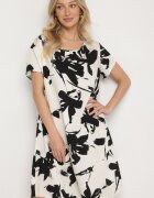 cflo Rochie neagră din viscoză cu imprimeu floral Emitine