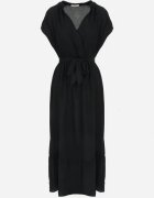 cflo Rochie Neagră Maxi Legată în Talie cu Elastic în Talie Vynyndu