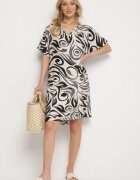 cflo Rochie Neagră Tip Cutie cu model ornamental din viscoză Tosela