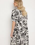 cflo Rochie Neagră Tip Cutie cu model ornamental din viscoză Tosela