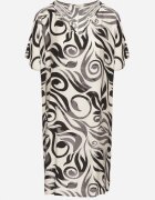 cflo Rochie Neagră Tip Cutie cu model ornamental din viscoză Tosela