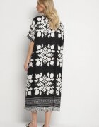 cflo Rochie neagră tip cutie din viscoză cu decolteu în V cu model etnic Abrellis