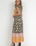 cflo Rochie negru-portocalie Maxi din Viscoză în Stil Boho Larres