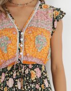 cflo Rochie negru-portocalie Maxi din Viscoză în Stil Boho Larres