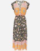 cflo Rochie negru-portocalie Maxi din Viscoză în Stil Boho Larres