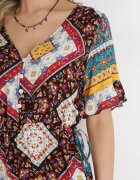 cflo Rochie Negru-Roșie din Viscoză Aegosa